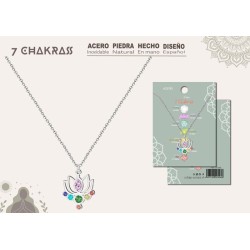 Colgante 7 Chakras Con Piedra Natural Y Acero plateado  - Coleccion 7 chakras